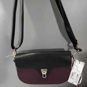 Liz Claiborne Black/Plum/Ivory Crossbody Shoulder Bag New With Tags